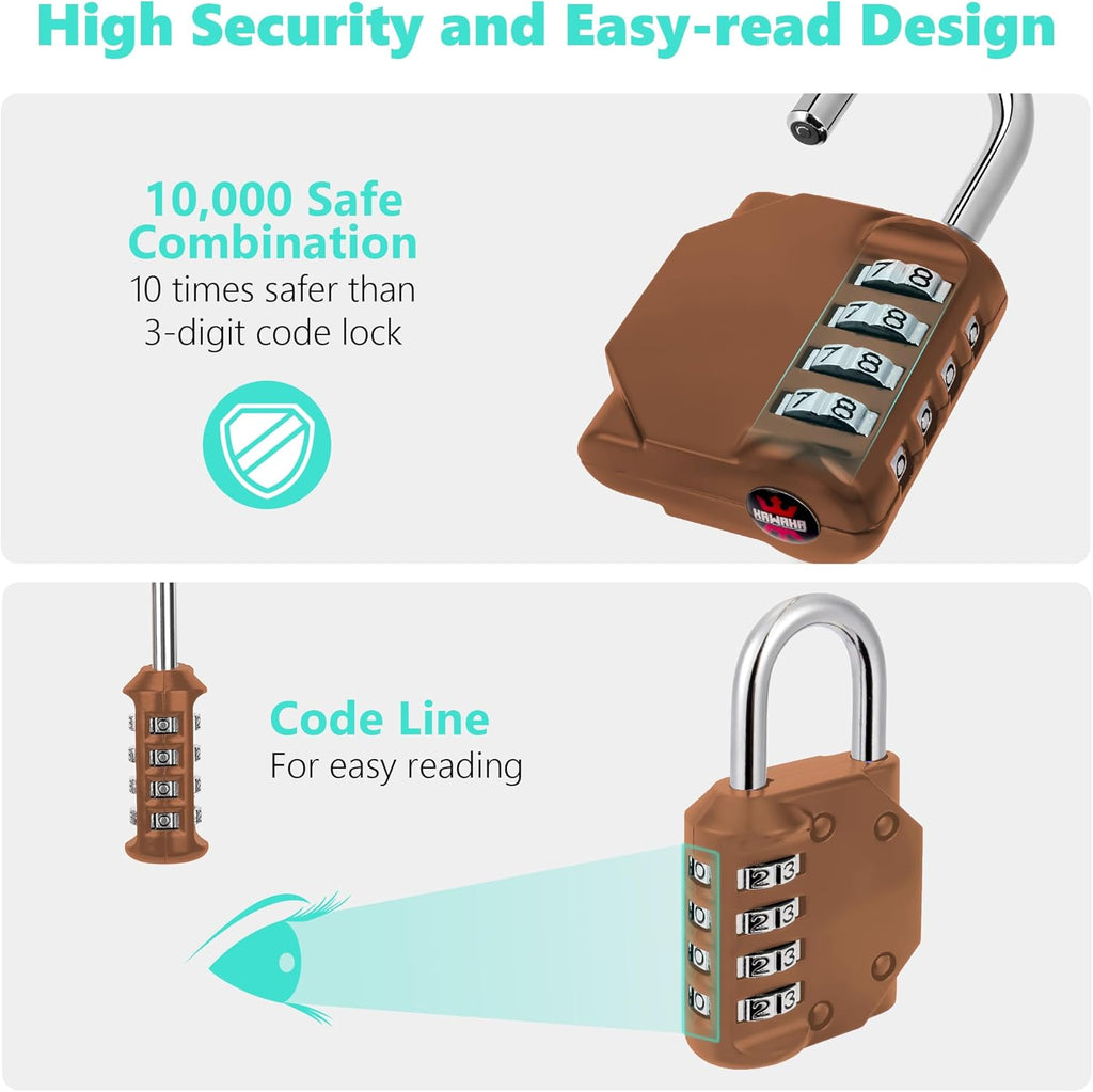 CL11MC Combination Lock, 4 Digit Outdoor Combination Padlock Set Your own Combination for Gym Locker Lock, School, Gates, Doors, Toolbox, Hasps and Storage (Mocha Mousse *1)