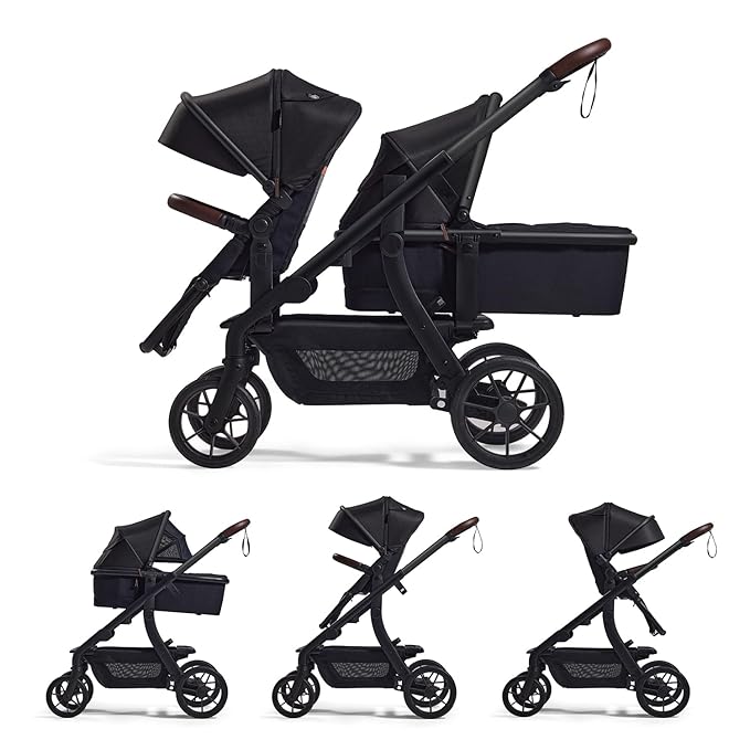 Momcozy ChangeGo Baby Stroller, Convertible Single-to-Double-to-Wagon Stroller with 23 Configurations, Seat Included, Large PU Wheels, All-Wheel Suspension ＆ Extendable UPF50+ Canopy-BubblyBeeBaby