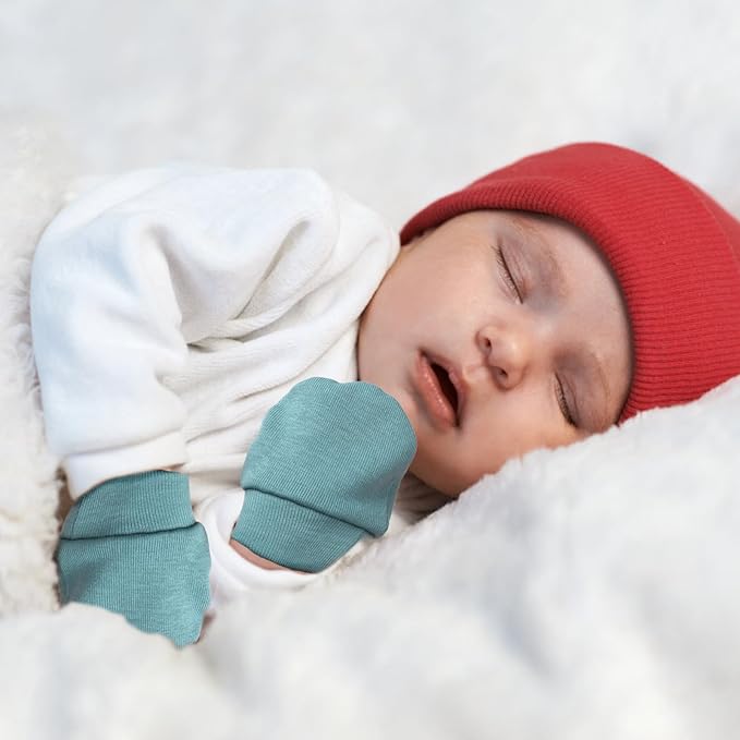 BQUBO Newborn Infant Toddler Mittens No Scratch Cotton Elastic Wrist Gloves Hypoallergenic for 0-6 Months Baby Boys Girls-BubblyBeeBaby