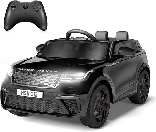 Hetoy Kids Ride On Car with Remote, Licensed Land Rover Kids Electric Car, Ride On Toys for Kids 3-8 with Mp3 Player, Rocking, Pull Rod, Black-BubblyBeeBaby