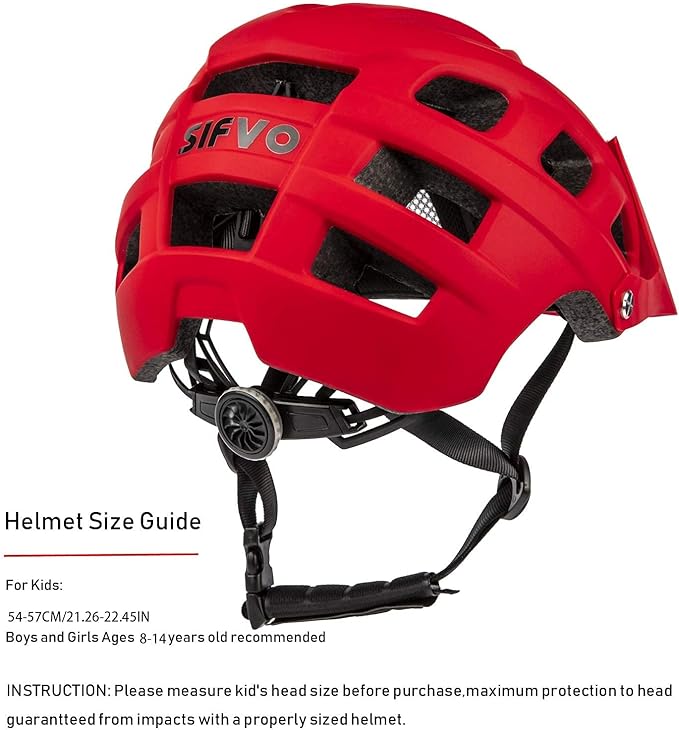 Kids Bike Helmet, SIFVO Kids Helmet 8+ Boys and Girls Bike Helmet with Cool Visor, Bike Helmets for Kids, Youth Bike Helmet Kids Mountain Bike Helmet Lightweight and Sturdy【55-58cm】-BubblyBeeBaby