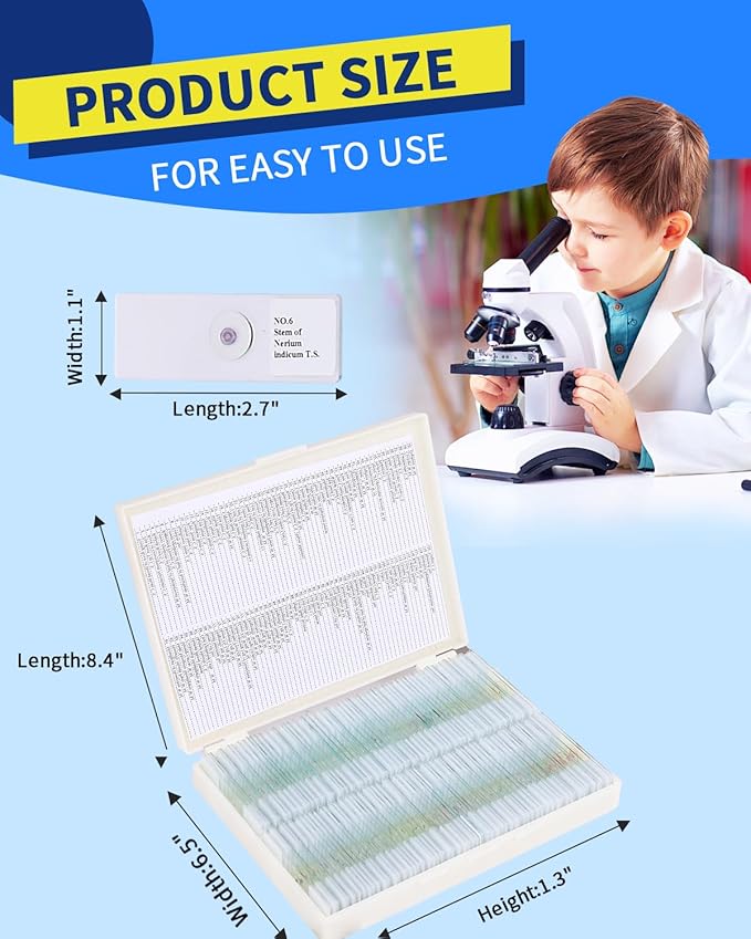 120-Pcs Microscope Slides with Specimens,Pre-Made Glass Slides with Specimens,Educational Microscope Slides and Covers for Young Scientists,Perfect for Biology Class and Experiments-BubblyBeeBaby