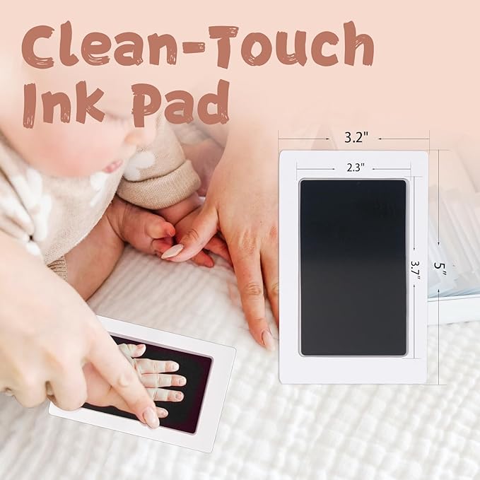 Inkless Baby Hand and Footprint Kit,Clean-Touch Ink Pad Kit,Safe No Mess Printing Infant Hand Foot Stamp,2 Pack Newborn Inkless Print Pads Best Keepsake or Gifts for Family-BubblyBeeBaby