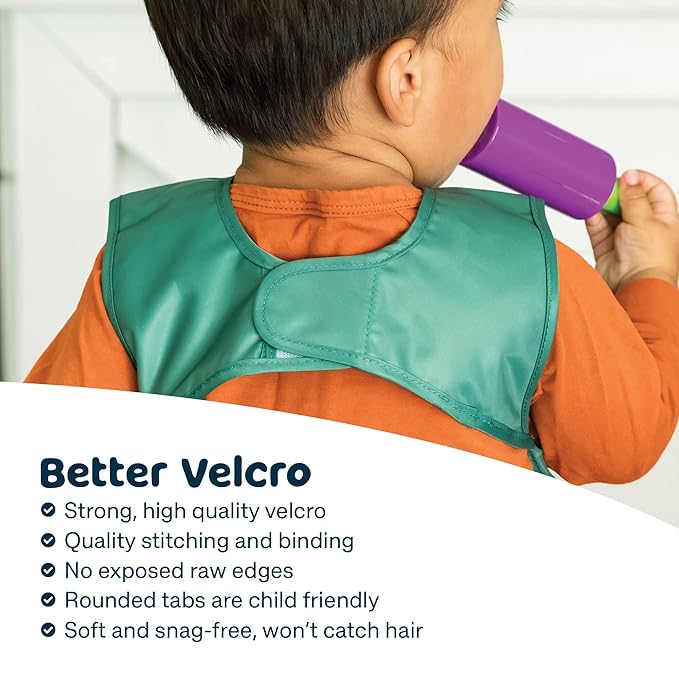 Tiny Twinkle Mess Proof Apron Bibs - 2 Pack Waterproof & Lightweight Baby Bibs for Led Weaning | 100% Recycled Polyester, Easy Clean & Machine Washable (Rainforest, Small 6-24 Months)-BubblyBeeBaby