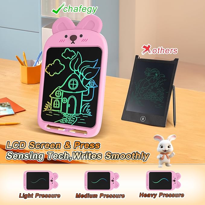 10 Inch LCD Writing Tablet, Erasable Doodle Board Toy, Cute Rabbit Drawing Pad for Kids Ages 2-6 - Educational Christmas Birthday Gift (Rabbit)-BubblyBeeBaby