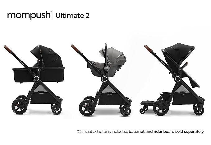 Mompush Ultimate2 Baby Stroller, Premium Convertible Full-Size Stroller for Toddler, Reversible Seat with One Hand Recline Adjustment, Car Seat Adapter Included-BubblyBeeBaby
