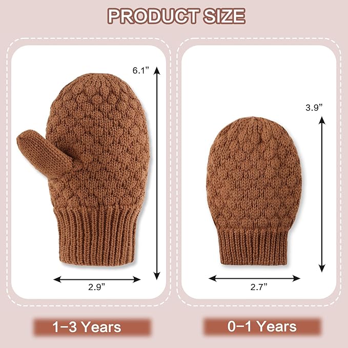 Baby Knit Mittens Toddler Boys Girls Gloves Winter Infant Newborn No Scratch Mitten 0-3 Years-BubblyBeeBaby