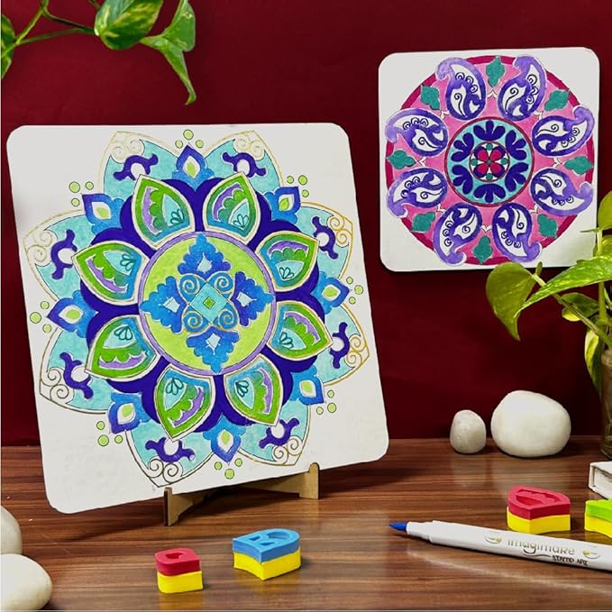Imagimake Mandala Art Kit | Watercolor Paint Set | 12 Exciting Mandala Projects in Arts and Crafts for Kids Ages 8-12-14-16 | Craft Kits for Adults & Kids | 8 Year Old Girl Birthday Gifts-BubblyBeeBaby