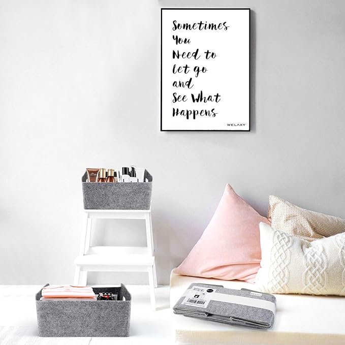 Welaxy Storage Baskets Collapsible Felt Storage bin Foldable Shelf Drawers Organizers for Kids Pet Toys magazine Books Clothes Closet Cabinet decluttering (Charcoal)-BubblyBeeBaby