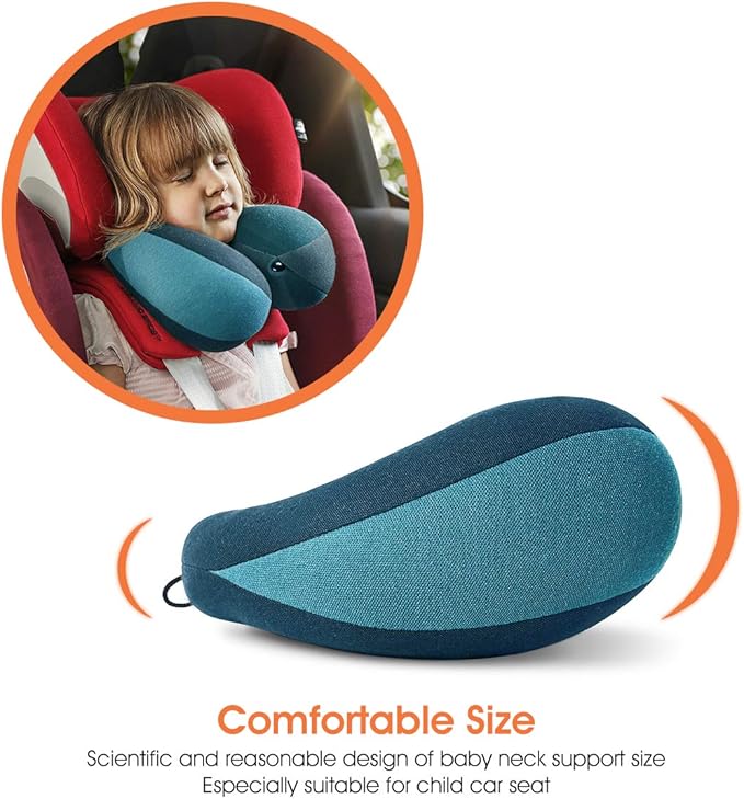 INFANZIA Chin Supporting Travel Neck Pillow, Comfortably Supports and Helps Support Head and Neck - Gifts for Toddler/Child/Kids, Blue-BubblyBeeBaby