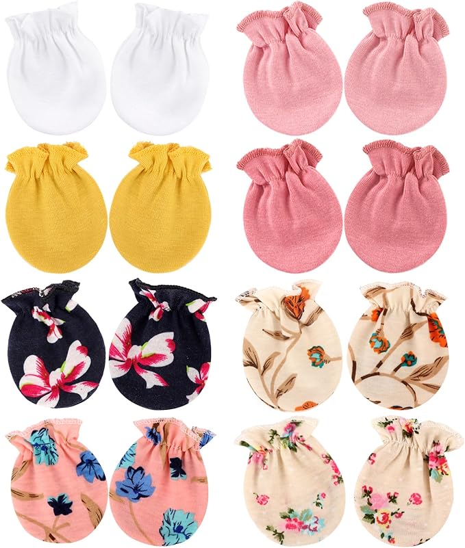 BQUBO Newborn Infant Toddler Mittens No Scratch Cotton Elastic Wrist Gloves Hypoallergenic for 0-6 Months Baby Boys Girls-BubblyBeeBaby