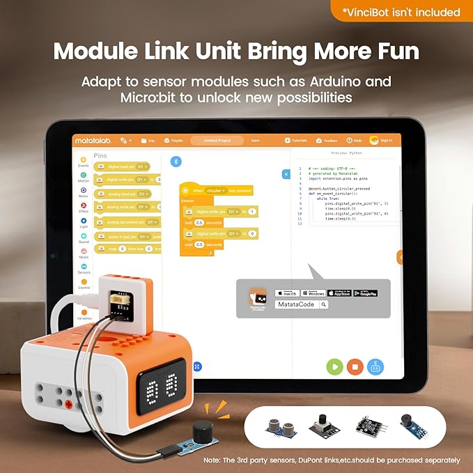 Inventor Kit for VinciBot Coding Robot, Electronic STEM Kit with programmable Module to Learn Programmable Electronic Projects for School Classroom Kids Ages 8+-BubblyBeeBaby