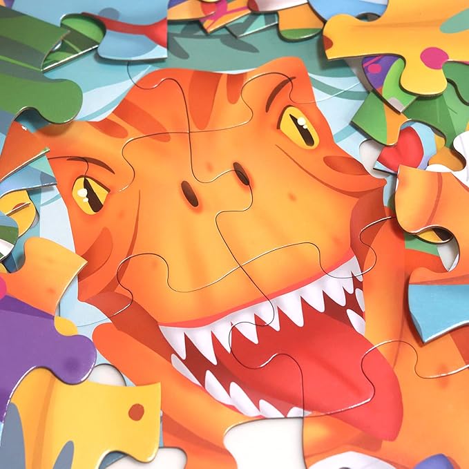 Jumbo Floor Puzzle for Kids Dinosaur Jigsaw Large Puzzles 48 Piece Ages 3-6 for Toddler Children Learning Preschool Educational Intellectual Development Toys 4-8 Years Old Easter Gift for Boy and Girl-BubblyBeeBaby