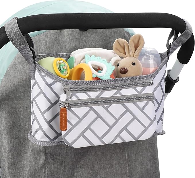 Accmor Universal Stroller Organizer with Detachable Phone Bag, Stroller Bag Caddy Organizer Stroller Accessories for Uppababy, Baby Jogger, Nuna, Doona, Britax Strollers-BubblyBeeBaby