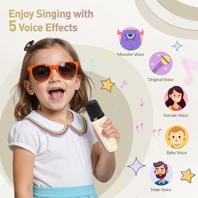 Karaoke Machine for Kids, Karaoke Gifts for Girls Ages 4, 5, 6, 7, 8, 9, 10, 12 +Year Old Birthday Party, 4-12 Years Old Christmas Toys Gift for Girls-BubblyBeeBaby