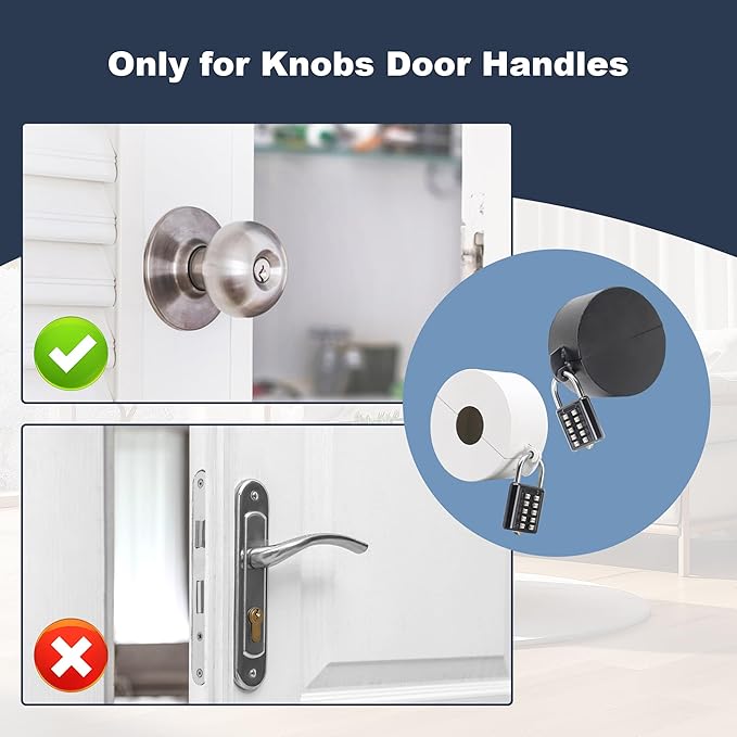 2 Pack Door Knob Lockout Device with Padlock,Temporary Door Handle Lock Cover for Dementia Patients/Child Proof, Outdoor Water Faucet Lock Cover - White-BubblyBeeBaby