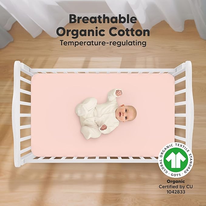 KeaBabies 2-Pack Organic Crib Sheets for Boys, Girls - 52x28 Fitted Crib Mattress Sheet Neutral, Breathable Jersey Cotton Cover for Baby Bed, Toddler Mattress, Soft & Cute Prints (Cameo)-BubblyBeeBaby