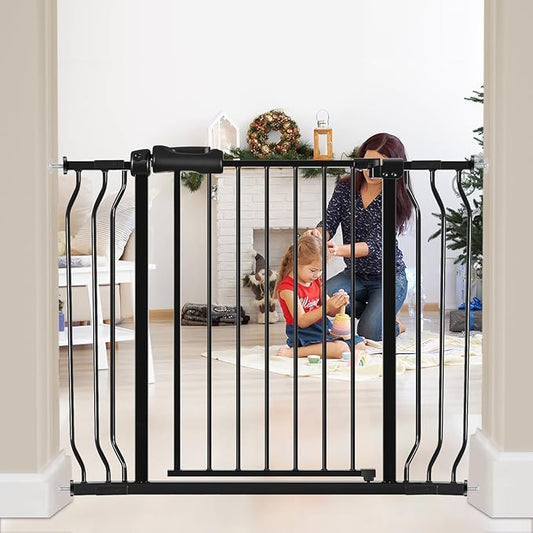 HOOEN Wide Baby Gates for Doorway Stairs 30" Tall 38.5-43.5 Inch Wide Indoor Child Gate for Kid or Pet Dogs Walk Through Pressure Mounted Baby Dog Gate-BubblyBeeBaby