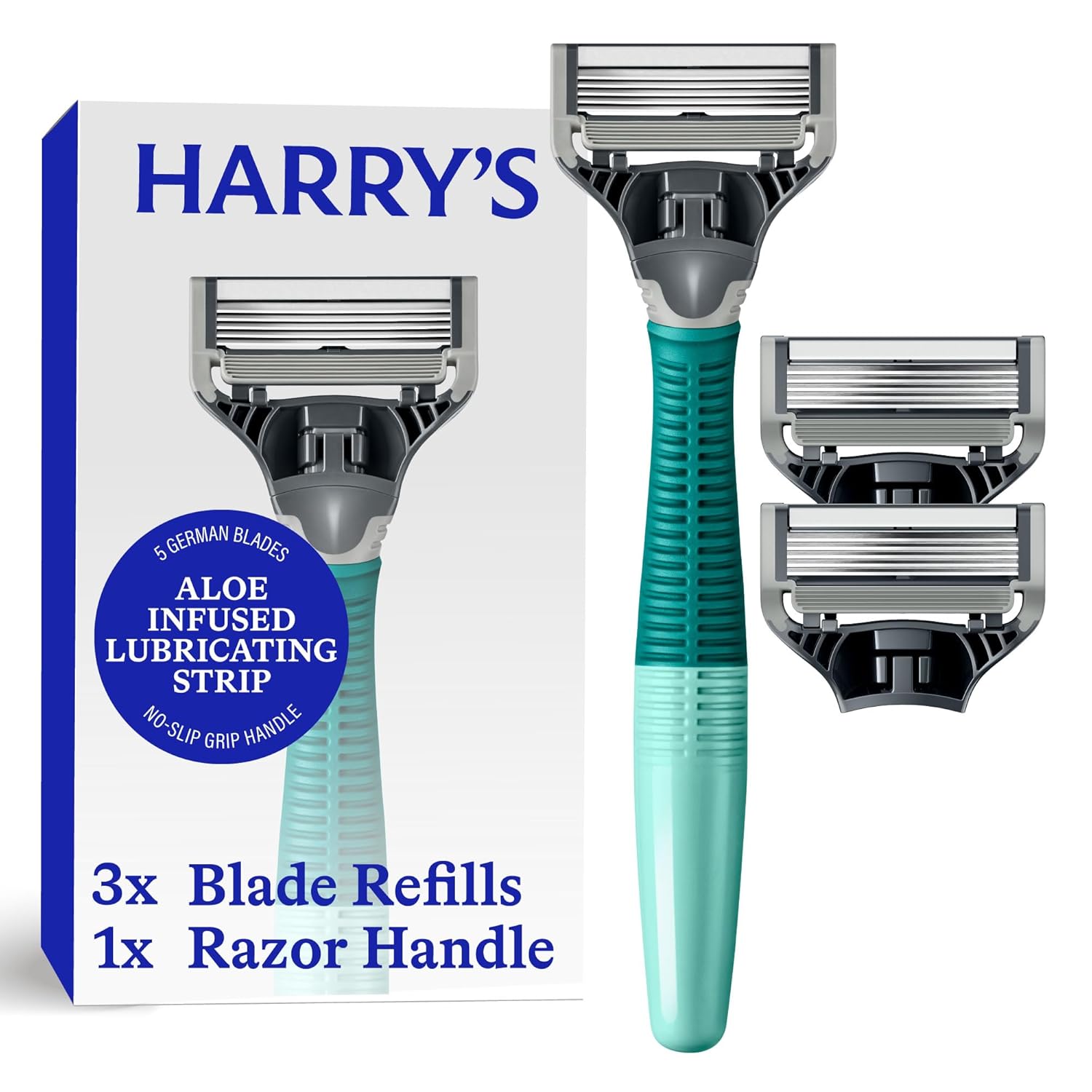 Harry's Shaving Kit for Men - Razor Handle and 3 Razor Blade Refill Cartridges - Sage