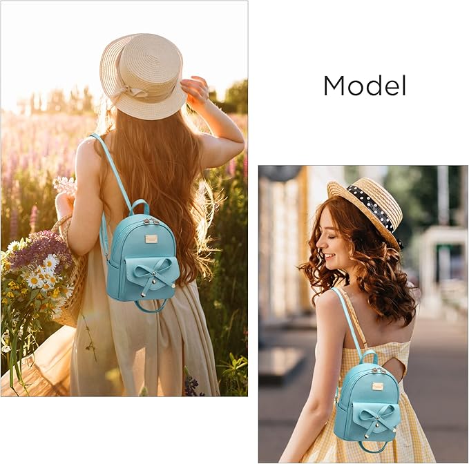 I IHAYNER Girls Bowknot Cute Leather Backpack Mini Backpack Purse for Women-BubblyBeeBaby