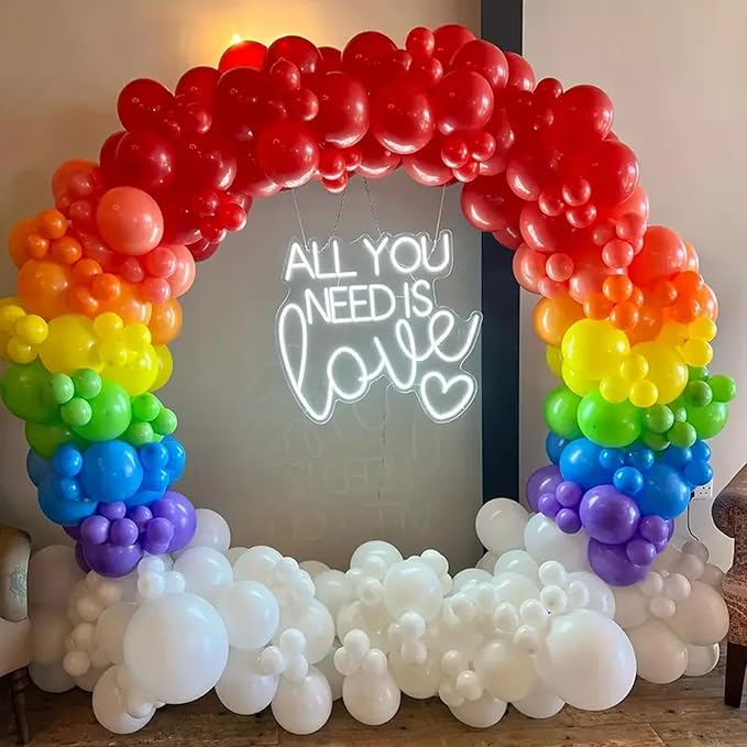 140pcs Rainbow Balloon Arch Kit, Rainbow Balloons of Different Sizes Pack of 18 12 10 5 Inch Party Balloon Kit for Birthday Party or Balloon Arch as Graduation Wedding Baby Shower Party Decorations-BubblyBeeBaby