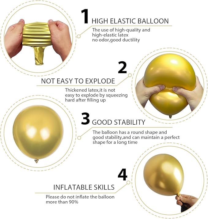 140pcs Gold Balloon Arch Kit, Gold Balloons of Different Sizes Pack of 18 12 10 5 Inch Party Balloon Kit for Birthday Party or Balloon Arch as Graduation Wedding Baby Shower Party Decorations-BubblyBeeBaby