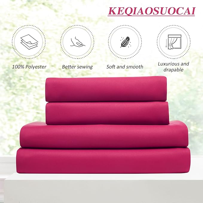 KEQIAOSUOCAI Pinch Pleated Hot Pink Blackout Curtains 63 Inches Long, Sound & Light Reducing Room Darkening Drape for Girl's Bedroom(Hot Pink, 2 Panels, W40 x L63)-BubblyBeeBaby