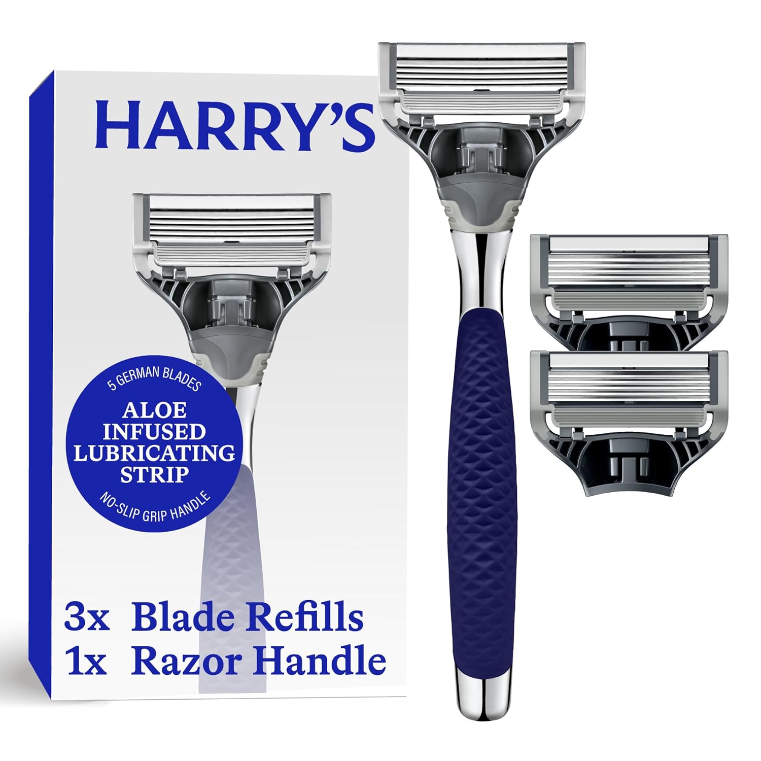 Harry's Shaving Kit for Men - Razor Handle and 3 Razor Blade Refill Cartridges - Chrome Edition