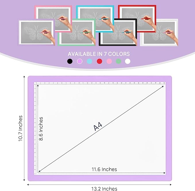 iVyne Corded Light Pad for Weeding Vinyl - A4 Light Box for Drawing - Light Board for Tracing - Light Box for Diamond Painting, Weeding Vinyl, Sketching, Tracing (Purple)-BubblyBeeBaby