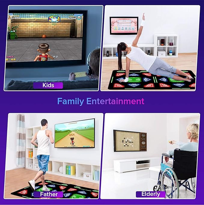 HDMI Dance Mat 64GB Storage, 1000 Games,885 Songs,81 MTV Videos.Dance pad Combines Dance, Yoga, Aerobics, Running, Sports, and Puzzle Games A Prestigious Gift for Boys & Girls. Flannel Material-BubblyBeeBaby
