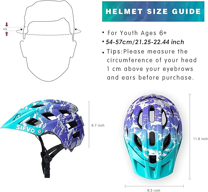 Kids Bike Helmet, SIFVO Kids Helmet 8+ Boys and Girls Bike Helmet with Cool Visor, Bike Helmets for Kids, Youth Bike Helmet Kids Mountain Bike Helmet Lightweight and Sturdy【55-58cm】-BubblyBeeBaby