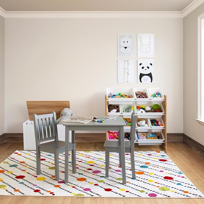 Humble Crew Kids Toy Storage Organizer with 12 Plastic Bins, Natural Wood/White – Removable Bins for Playroom, Bedroom, Toddler Furniture for Boys and Girls Ages-BubblyBeeBaby