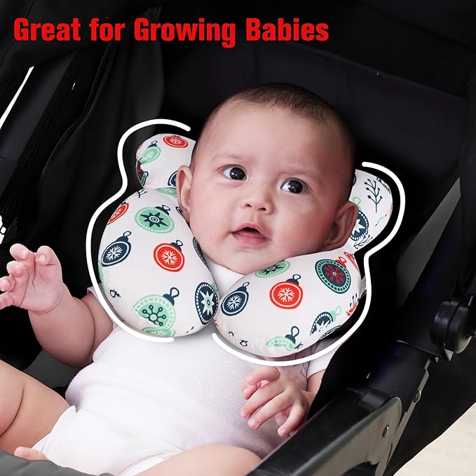 KAKIBLIN Baby Travel Pillow for Head and Neck, Upgraded Baby Support Pillow, Baby Neck Pillows for Car Seat,Pushchair,Travel,(Cross)-BubblyBeeBaby