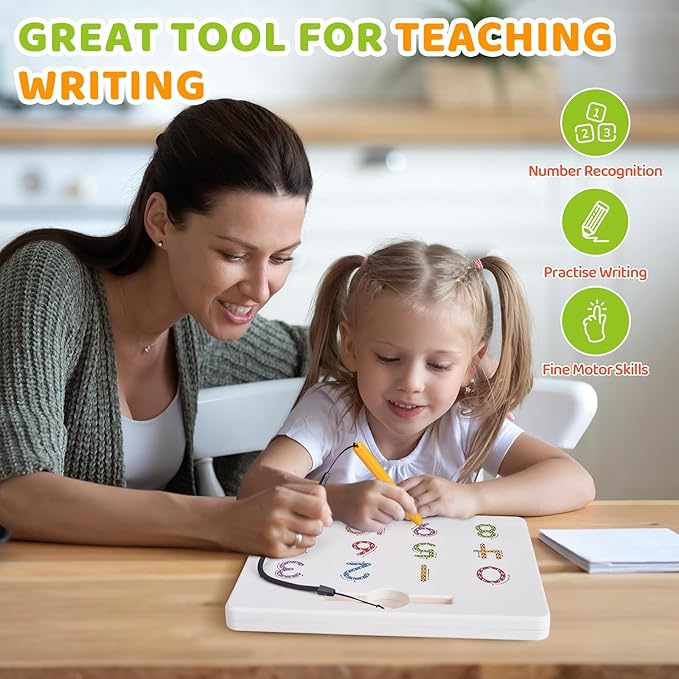 GAMENOTE Magnetic Number Tracing Board, 2 in 1 Double Sided Numbers 1-20 Writing Board for Toddlers & Kids, Preschool Handwriting Learning Toys, Educational Math Manipulatives-BubblyBeeBaby