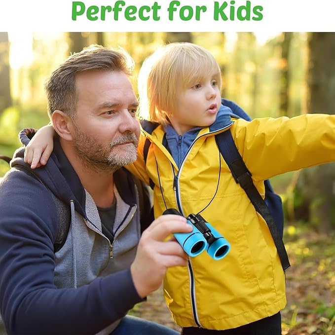 Hiboom 16 Set Kids Binoculars Bulk Shockproof Folding Children Mini Compact Binoculars Compass Magnifying Glass for 3-12 Years Boys Girls Kids Bird Watching Camping Outdoor Play-BubblyBeeBaby