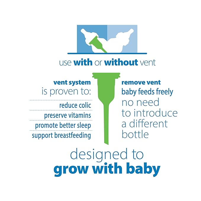 Dr. Brown’s Natural Flow® Anti-Colic Options+™ Narrow Baby Bottles 4 oz/120 mL, with Level 1 Slow Flow Nipple, 3 Pack, 0m+ Blue-BubblyBeeBaby