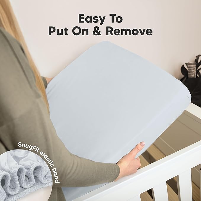 KeaBabies 2-Pack Organic Crib Sheets for Boys, Girls - 52x28 Fitted Crib Mattress Sheet Neutral, Breathable Jersey Cotton Cover for Baby Bed, Toddler Mattress, Soft & Cute Prints (Hazy)-BubblyBeeBaby