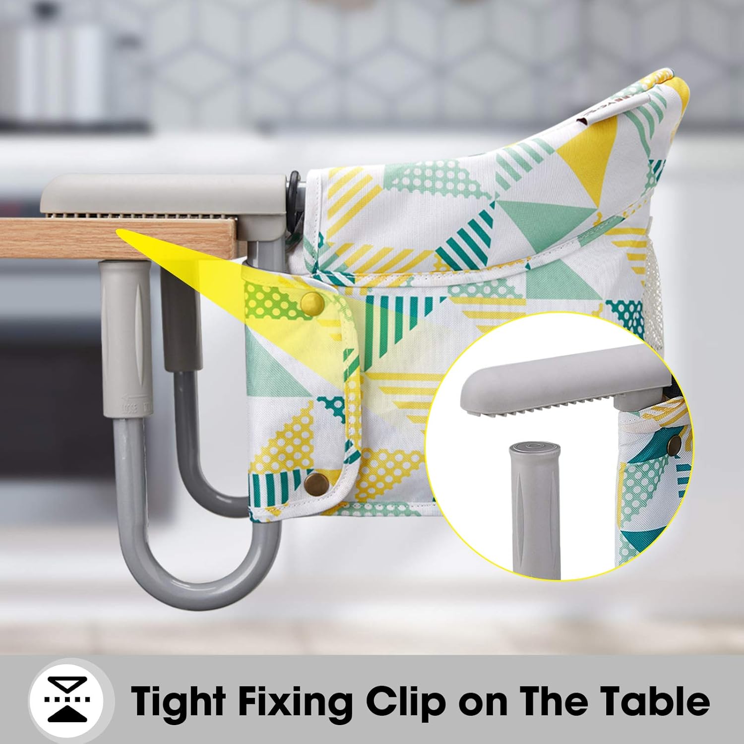 Hook On Chair, VEEYOO Clip On High Chair Folding Fast Table Chair with Storage Bag, Portable Baby Feeding Seat Attach to Table for Home and Travel