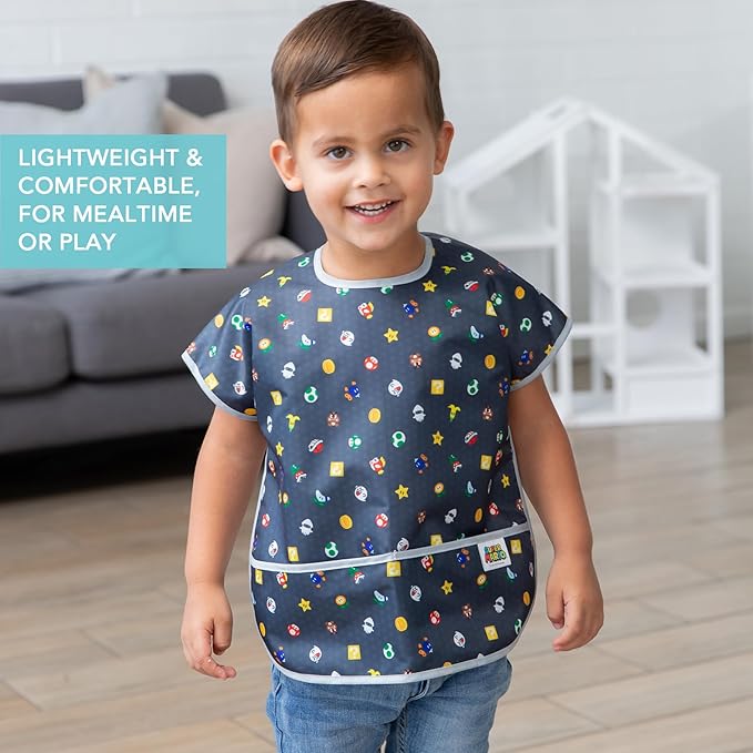 Bumkins Bibs - Toddler Bibs, Waterproof, Large for 1-3 Years, Short Sleeve-BubblyBeeBaby