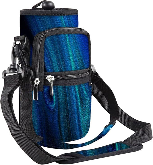 25/32/40/64oz Water Bottle Bag Holder Carrier-Insulated Crossbody Sling Case Sleeve with Strap & Pockets for Men Women Gym Cycling Travel Walking Hiking Camping-BubblyBeeBaby