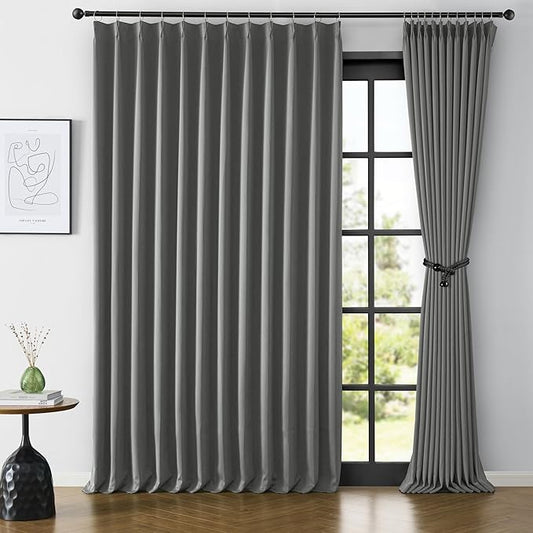 KEQIAOSUOCAI Pinch Pleat Patio Sliding Glass Door Curtains for Living Room, Thermal Insulated Black Out Wide Draperies for Bedroom/Living Room 80 Wide x 84 Inch Long 80 x 84 7 ft Length-BubblyBeeBaby