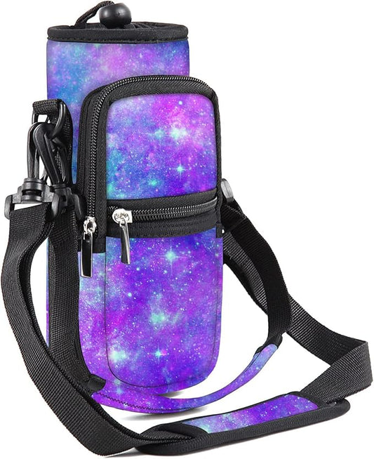 25/32/40/64oz Water Bottle Bag Holder Carrier-Insulated Crossbody Sling Case Sleeve with Strap & Pockets for Men Women Gym Cycling Travel Walking Hiking Camping-BubblyBeeBaby