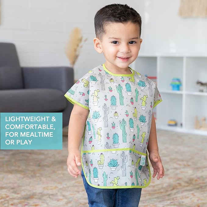 Bumkins Bibs - Toddler Bibs, Waterproof, Large for 1-3 Years, Short Sleeve-BubblyBeeBaby