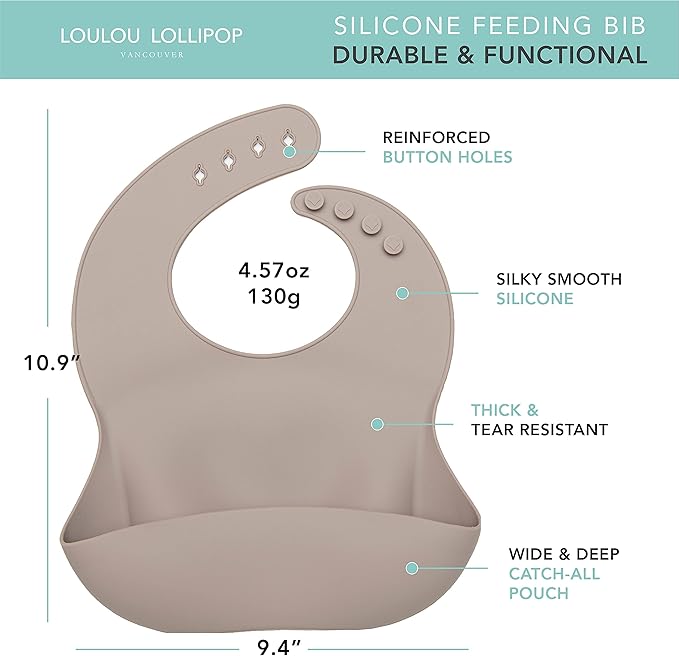 Loulou Lollipop Soft, Waterproof Silicone Feeding Bib-BubblyBeeBaby
