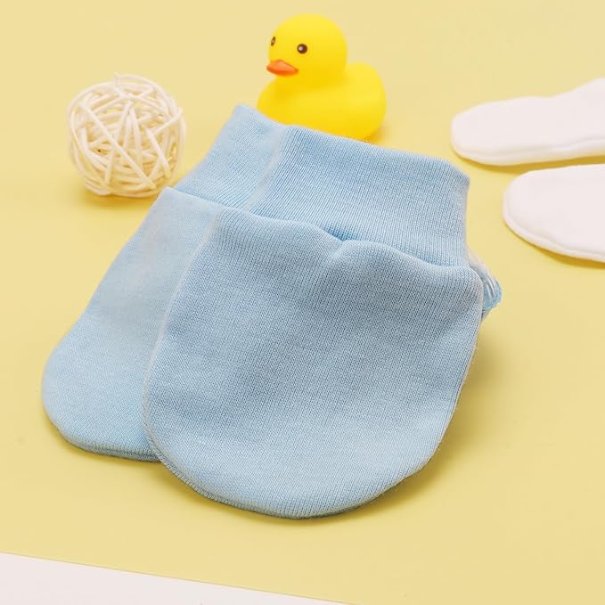 Newborn Baby Mittens No Scratch Cotton Elastic Wrist Gloves Infant Toddler Mittens for Baby Boy Girl 0-6 Months-BubblyBeeBaby