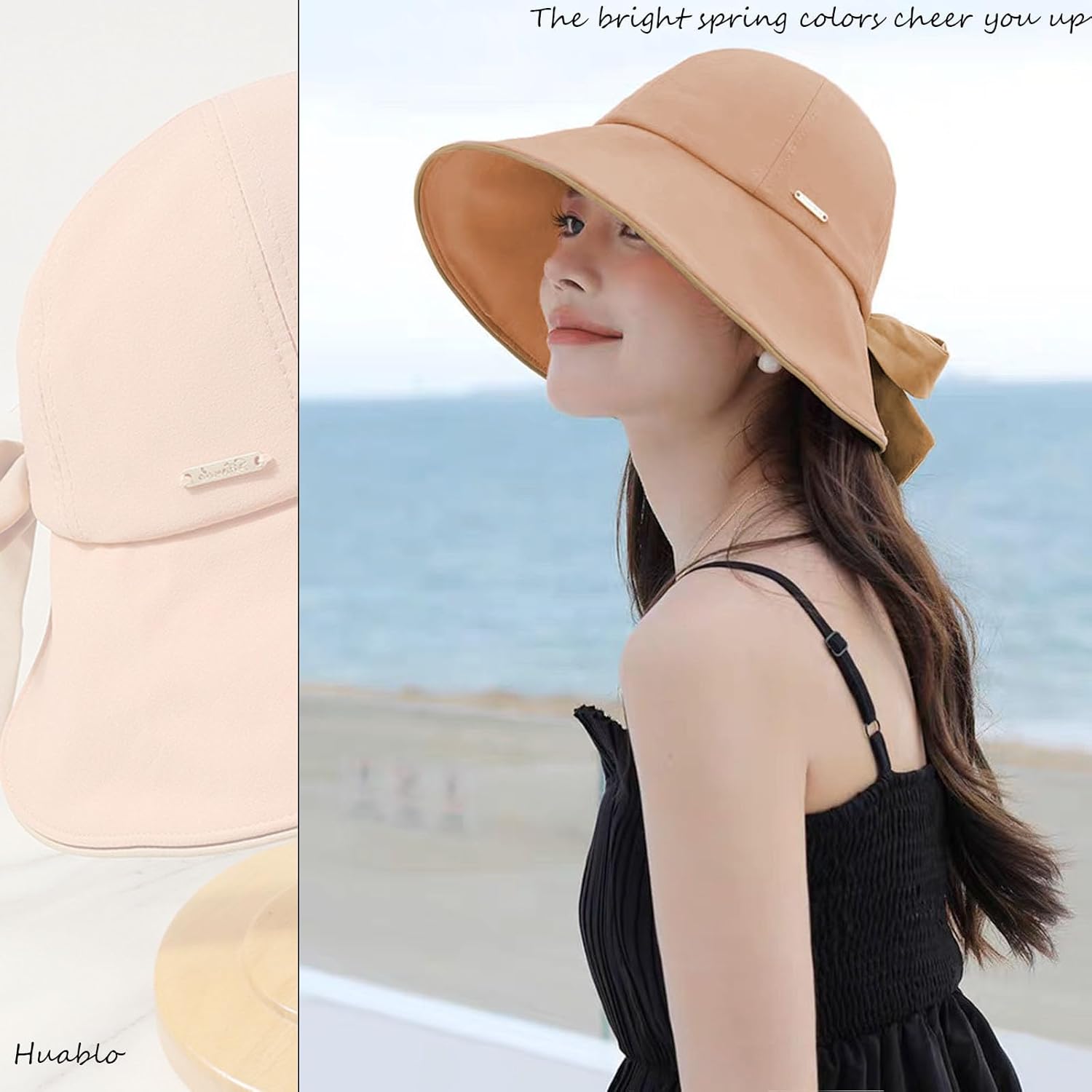 Wide Brim Hats for Woman Foldable Hats Sun Hats for Women uv Protection Bowknot Bucket hat Adjustable hat with Ponytail Hole