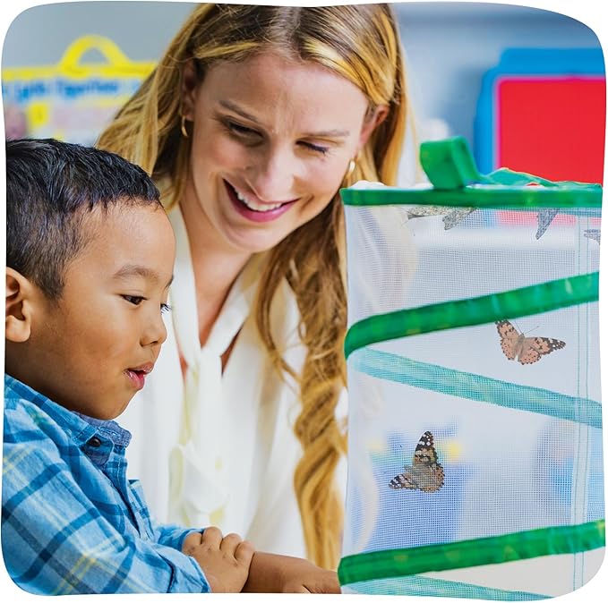 Insect Lore Raise and Release Butterfly Garden Kit – Caterpillar Habitat with redeemable Voucher – STEM-accredited Live Butterfly Growing Kit for Kids, Classrooms, and Homeschool Learning-BubblyBeeBaby