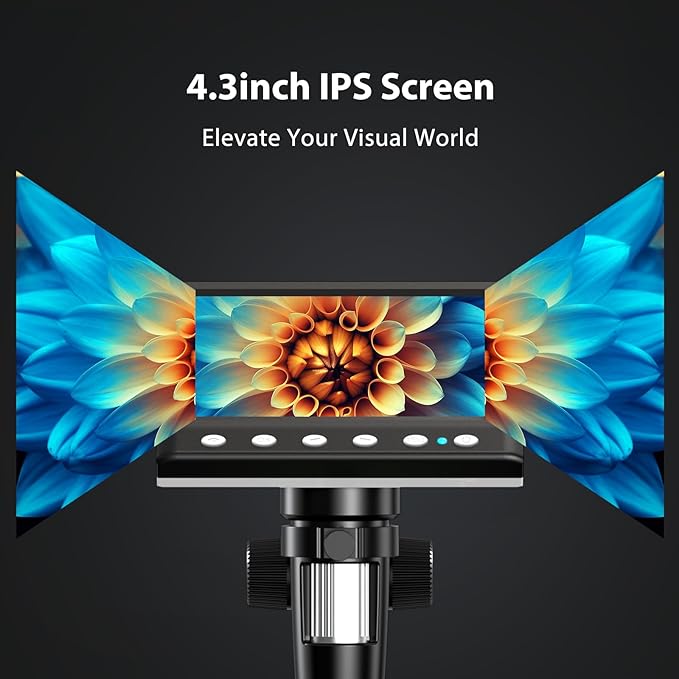 Hayve 4.3'' IPS Coin Microscope, 1000X Magnification Digital Microscope for Adults，Coin Collection Supplies with 8 Adjustable LEDs，Windows Compatible，32GB TF Card-BubblyBeeBaby