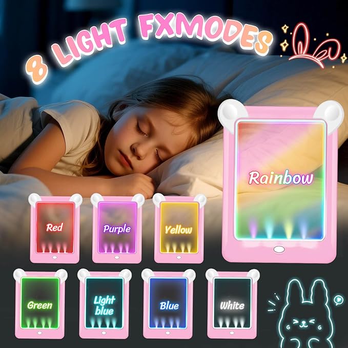 2 Pack Magic Led Drawing Boards for Kids: Light Up Tracing Pad, 8 Light Modes, Drawing Pads for Kids Ages 4-8 with Tracing Cards Markers, Arts Crafts Learning Toy Ideal Gift Toy for Boys Girls-BubblyBeeBaby