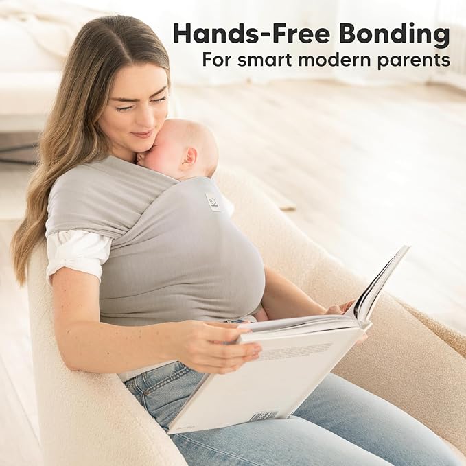 KeaBabies Baby Wrap Carrier - All in 1 Original Baby Carrier Newborn to Toddler Sling, Easy to Wear, Hands Free Bonding, Lightweight, Breathable Infant Wraps (Stone Gray)-BubblyBeeBaby